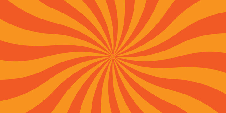 Abstract Orange Sun Rays And Sunburst Backdrop Background. Seamless Retro Vintage Burst Sunrise Vector Wallpaper Design.	
