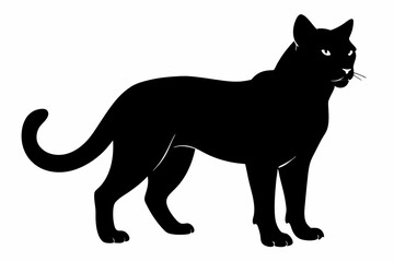 Wild Cat Silhouette Icon – Black Vector Design ,Beautiful cat silhouette black vector art illustration, black and white cat silhouette, Cat vector illustration, cat head silhouette, animal silhouette.