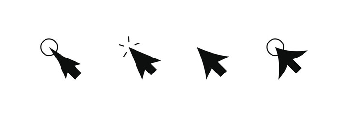Vector illustration of a cursor click icon in a simple black and white design.