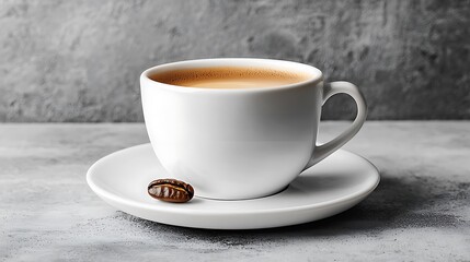 Coffee Cup and Bean on Grey Background