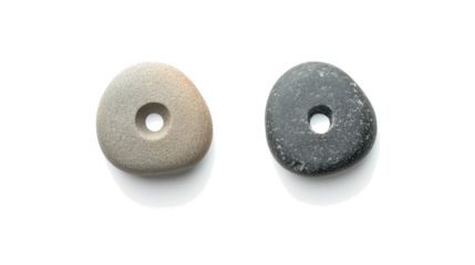 Round Stone Artifacts With Holes From Natural Erosion Process Generative AI