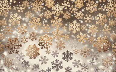 Abstract festive background with falling snowflakes and blurred bokeh effect.