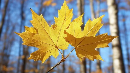 Autumn background with maple leaves and bokeh,Fall blurred background, Yellow and red maple leaves are flying and falling down. Autumnal landscape.water drop on leaf,space for text.