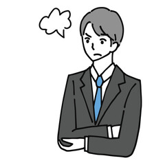 怒っている若いビジネスマンのイラスト