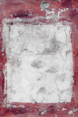 Vintage frame on the plaster wall. Scary background on damaged grungy and broken concrete wall with copy space. High quality picture.