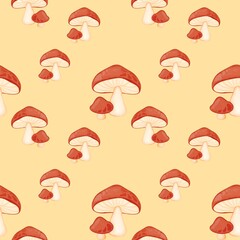 seamless pattern with Mushrooms in Autumn  