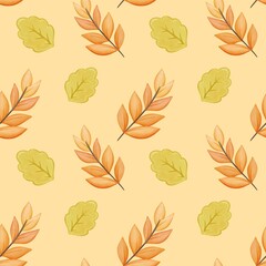seamless pattern with Bouquet of autumn leaves