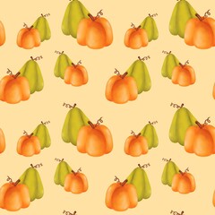 seamless pattern with Pumpkin in Autumn  