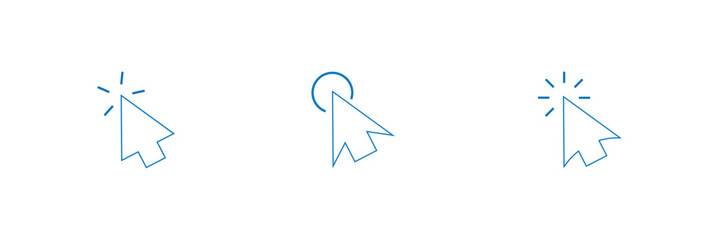 Mouse cursor click editable stroke outline icon isolated on white background flat vector illustration.