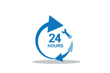 24 hours service vector symbol. 24h service duration sign. 24 h discount offer. same day delivery line icon set. fast 24hr support sign collection.

