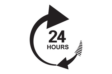 24 hours service vector symbol. 24h service duration sign. 24 h discount offer. same day delivery line icon set. fast 24hr support sign collection.
