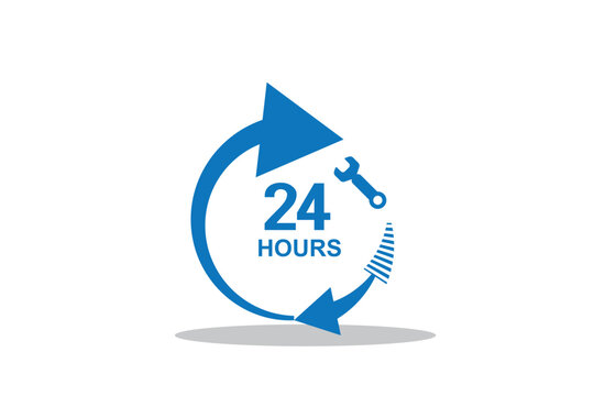 24 hours service vector symbol. 24h service duration sign. 24 h discount offer. same day delivery line icon set. fast 24hr support sign collection.
