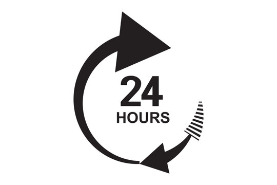 24 hours service vector symbol. 24h service duration sign. 24 h discount offer. same day delivery line icon set. fast 24hr support sign collection.
