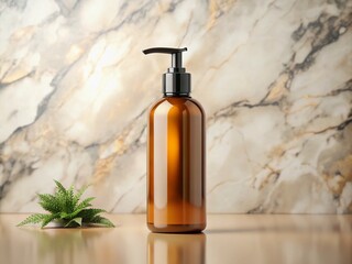 Shampoo Bottle Mockup - Marble Background Spa Cosmetic