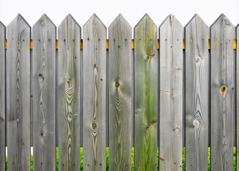 Fototapeta premium Silhouette Wooden Fence Plank Gray Background