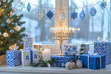 Hanukkah gifts on a table