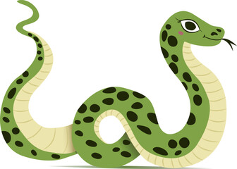 Green Snake. Chinese New Year of the Snake for celebrating the Lunar New Year, festive holiday cards, posters, and greeting designs. Asian element. Cultural symbol.