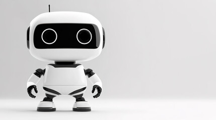 Minimalist and Cute Robot Artificial Intelligence Concept Against a Solid Color Background