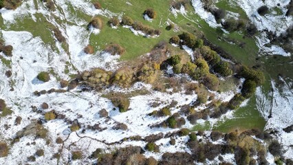 Transition from Fall to Winter. Snow Landscapes in Nature