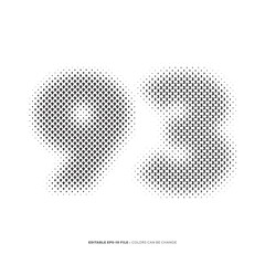 Number or Digit 93, filled with digit effect editable vector.