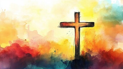 Obraz premium A unique blend of spirituality and art featuring Jesus Christ's cross.