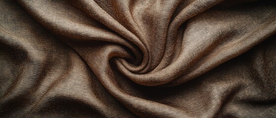A close-up of textured brown fabric, showcasing its soft, swirling folds.