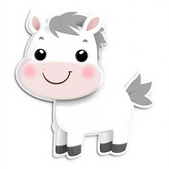 Fototapeta premium Cute Cartoon Horse Sticker in 3D Style