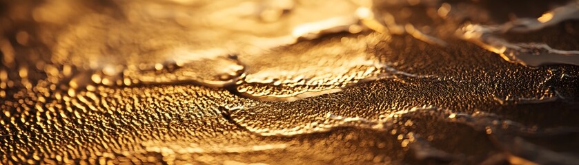 Abstract Close-up of a Golden Surface with Bumps and Bokeh