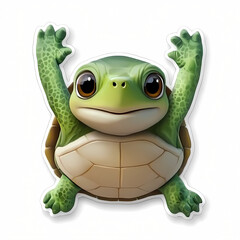 Fototapeta premium Cute 3D Cartoon Turtle Illustration Sticker