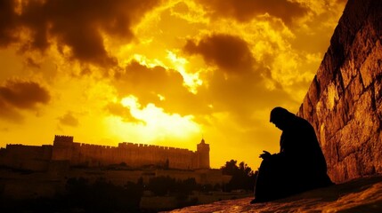 Fototapeta premium The Heartfelt Grief of Nehemiah for Jerusalem's Walls