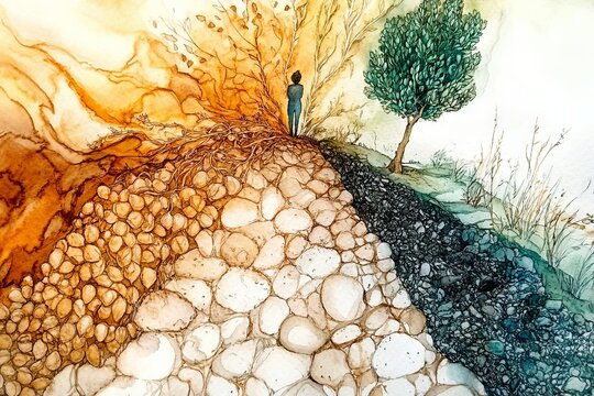 Visual storytelling through watercolor of the Sower's lesson on growth.