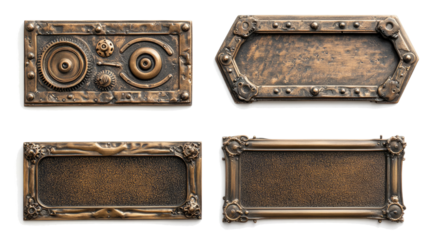 Decorative Steampunk Bronze Metal Frames With Intricate Designs Generative AI