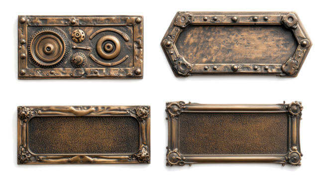 Decorative Steampunk Bronze Metal Frames With Intricate Designs Generative AI
