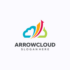 Cloud arrow logo design template. Growth, travel and aviation concept. Creative vector symbol.