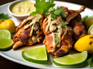 Haitian Chicken Akra with Spicy Remoulade and Lime Wed ai generate 