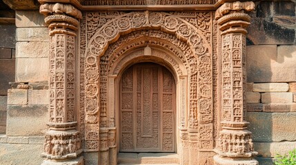 Obraz premium Intricate Stone Doorway in Ancient Architecture