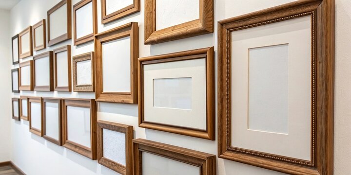 Classic Wooden Photo Frame Collage Wall Mockup, rustic elegance, modern farmhouse style, wall decor, collage art, sentimental value