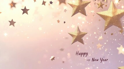 Obraz premium Festive Stars Floating for New Year Celebration