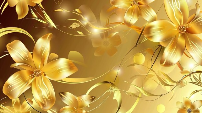 Gold Style Luxury Plant Background - an opulent and enchanting visual. The gold style backdrop with luxurious plants creates a captivating and stylish scene.