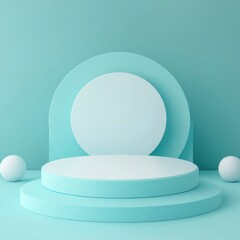 Showcase your creativity with a modern minimalist product display in soft aqua tones