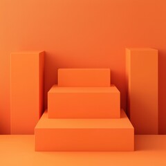 Showcase vibrant orange geometric shapes to enhance modern interior design aesthetics