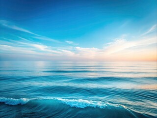 Obraz premium Serene Minimalist Seascape with Endless Horizon and Soft Waves in Light Blue and White Gradients