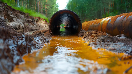 Fototapeta premium Water and Wastewater Pipeline Installation