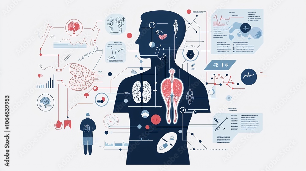 Aufkleber explore the intricacies of the human body through a bright and clean infographic style image depicti