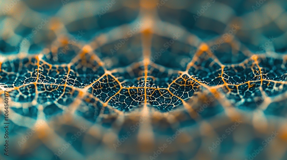 Poster Explore the intricate patterns of nature through a close-up macro shot of a leaf's structure