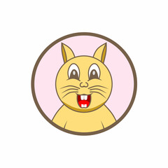 Cute rabbit character expression logo illustration vector design laughing happily