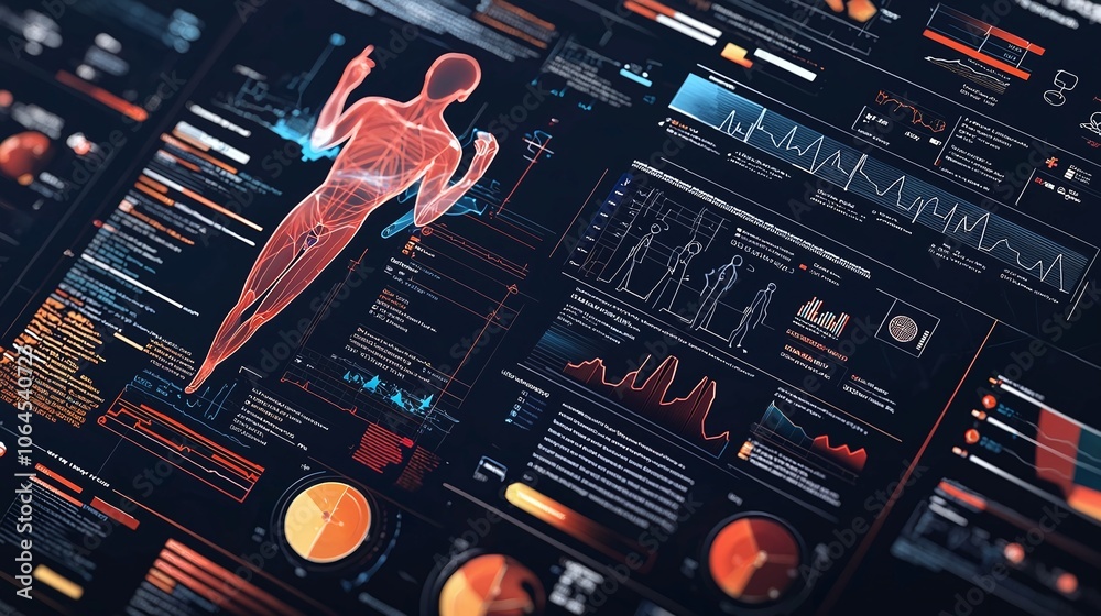 Fototapete Create an engaging infographic visualization highlighting the human body's complex systems and data interactions for effective learning