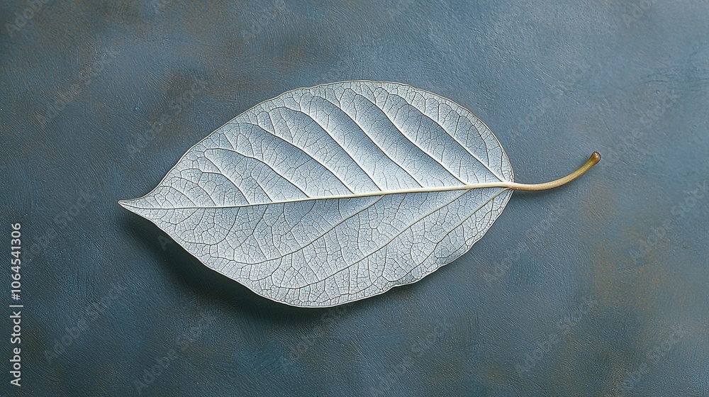 Poster Explore the intricate details of a macro image capturing the beauty of a single leaf against a textured background for nature enthusiasts