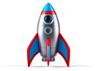 ready for takeoff,Concepts and ideas,Flying rocket vector illustration children toy,Retro toy rocket launched on a blue background
