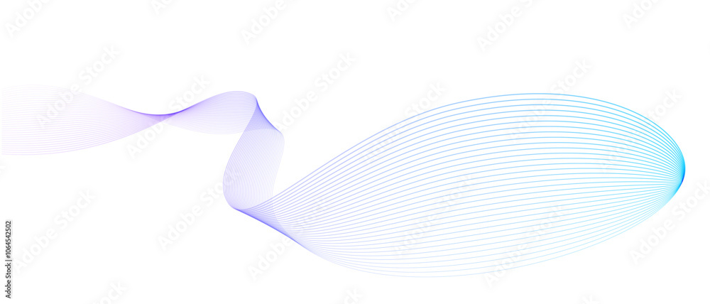 Poster Abstract vector wavy lines flowing smooth curve colorful gradient purple blue on transparent background in concept of technology, science, music, modern.